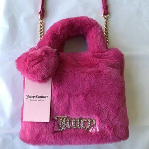 Juicy Couture  Pink  Fluffy Mini Tote Purse Bag w/Sparkle